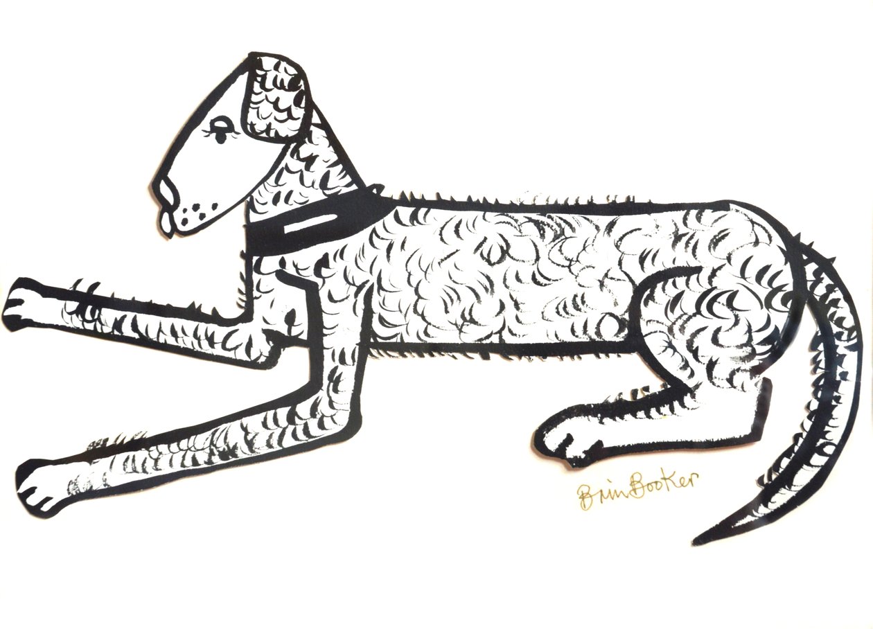 Hound Dog (štětec a inkoust na papíře) od Brenda Brin Booker