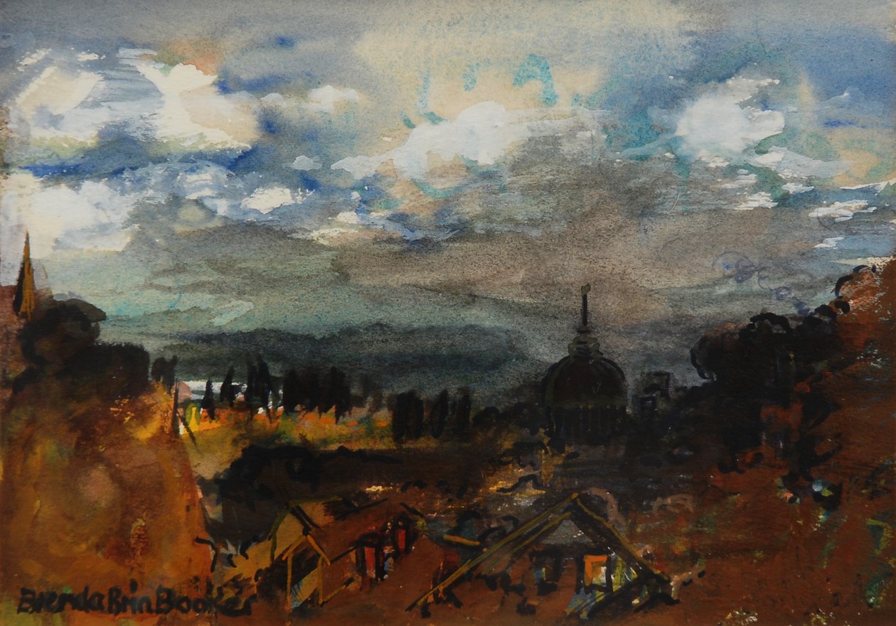 St Pauls z Hampstead Heath (wc na papíře) od Brenda Brin Booker