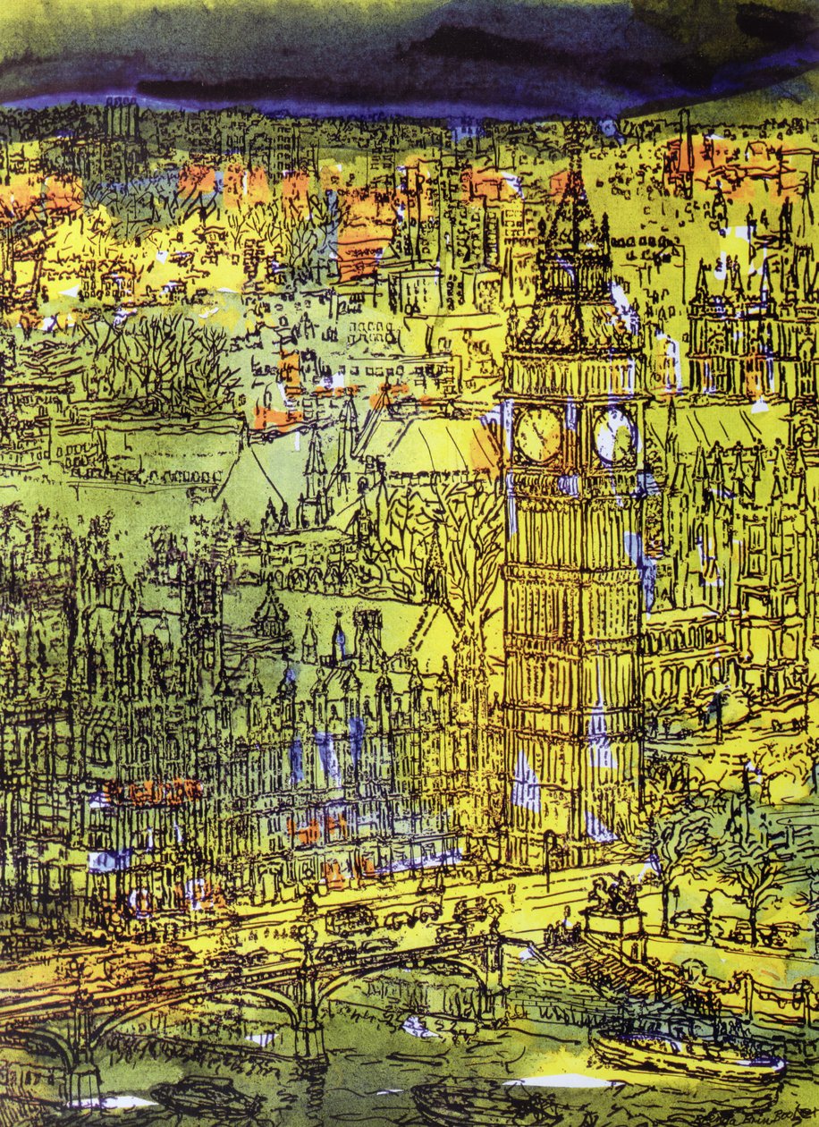 Westminster (wc a kombinovaná média na papíře) od Brenda Brin Booker