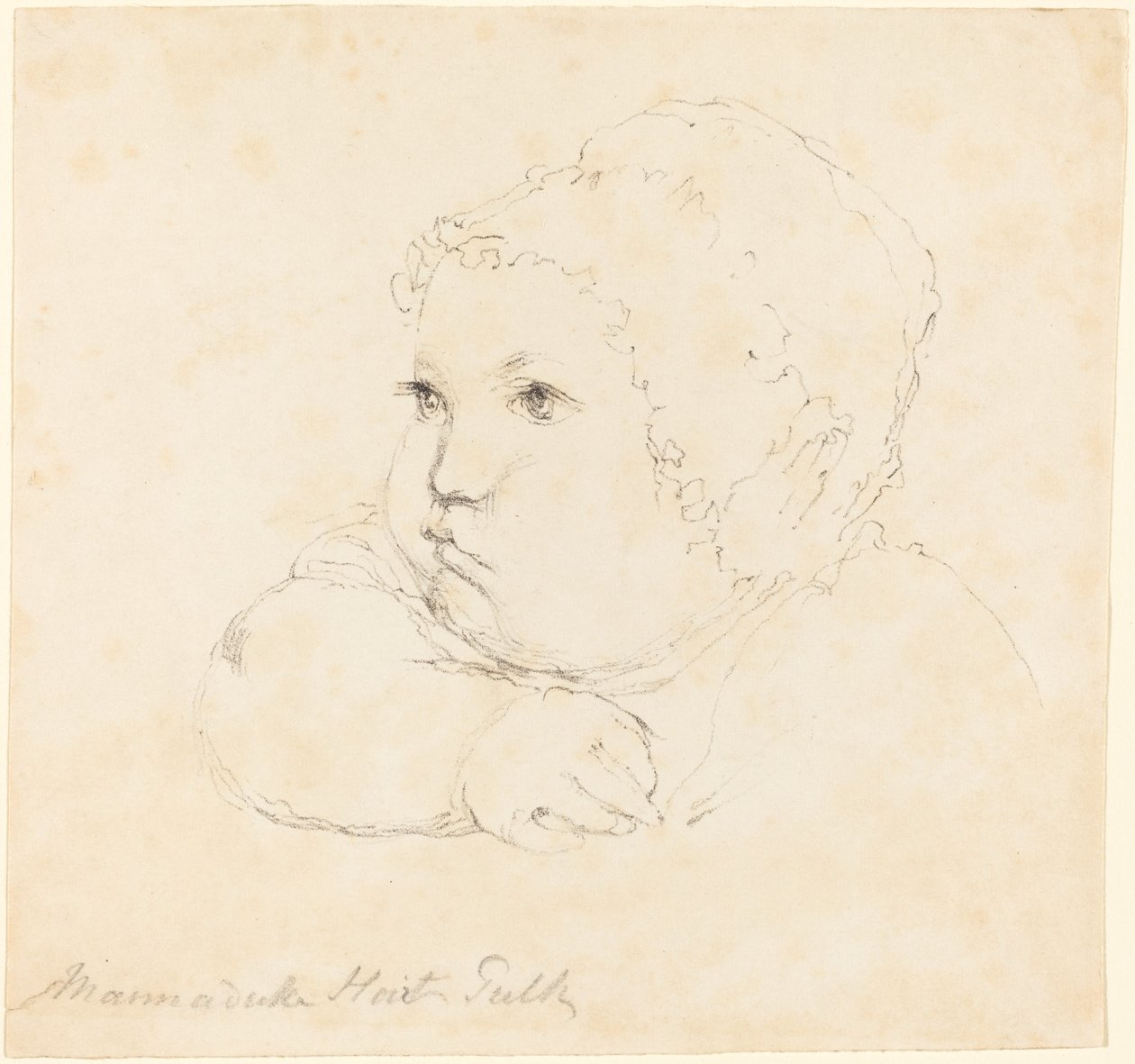 Hlava dítěte v čepici od British 18th Century after John Flaxman