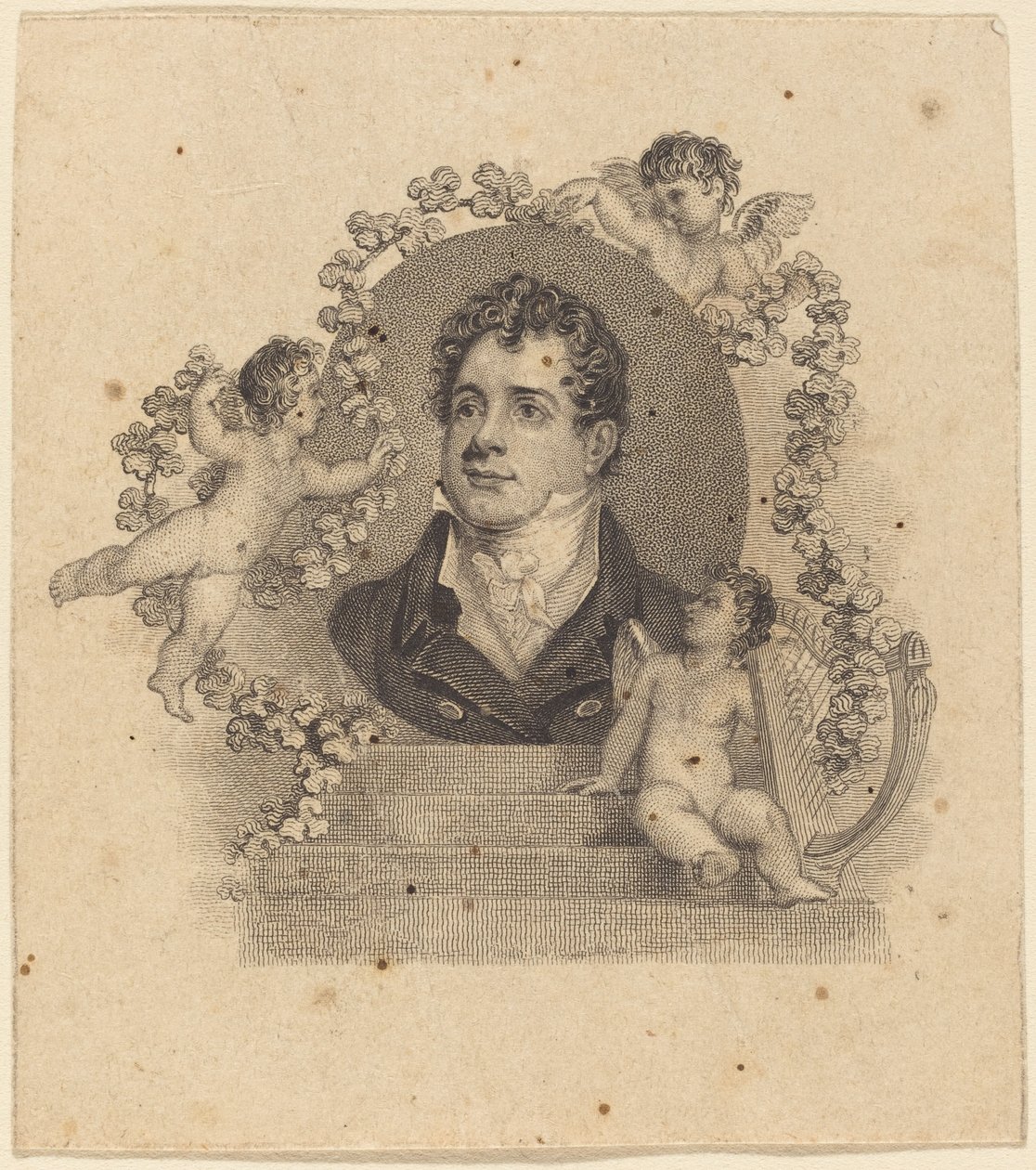 Portrét mladého gentlemana obklopeného Amory; Lord Byron? od British 19th Century