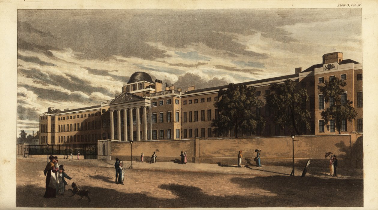 Bethlemská psychiatrická léčebna nebo Bedlam v roce 1816 od British School