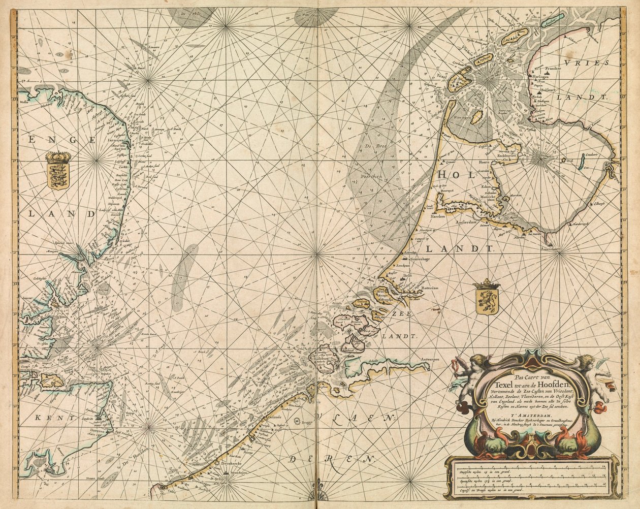 Mapa Severního moře a nizozemského pobřeží od British School