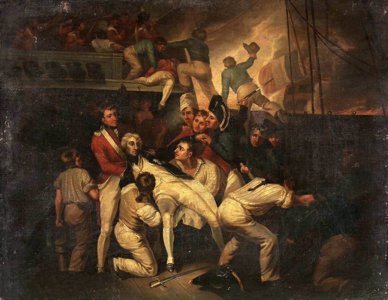 Smrt Nelsona, kolem roku 1820 (olej na plátně) od British School