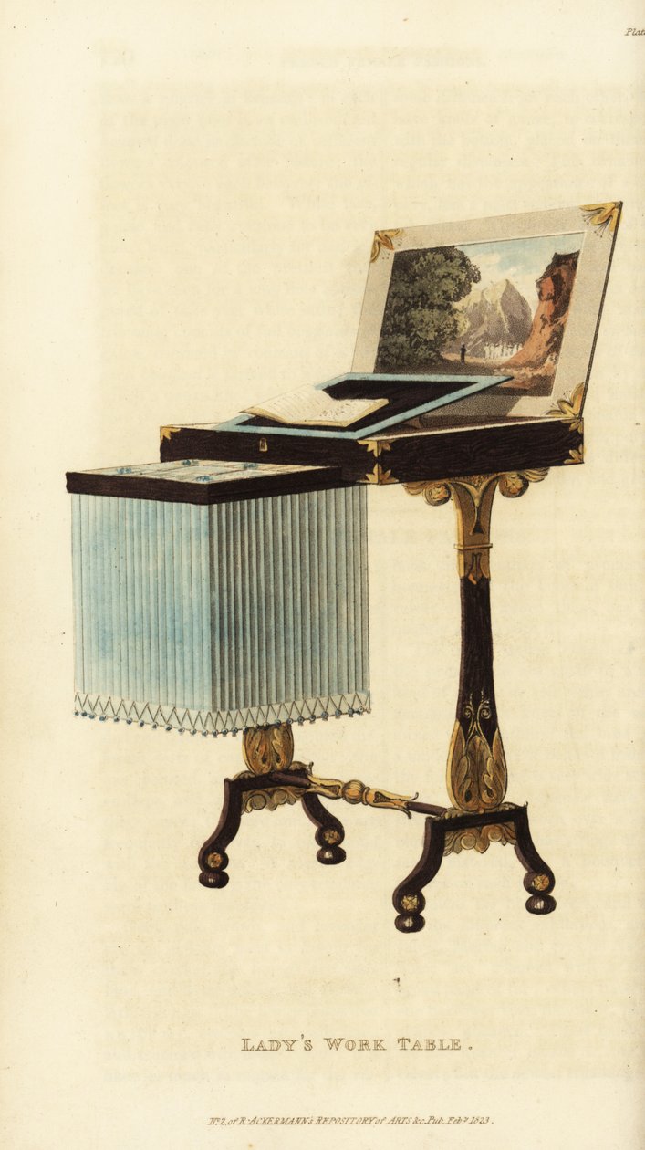 Elegantní dámský pracovní stůl, éra Regency od British School