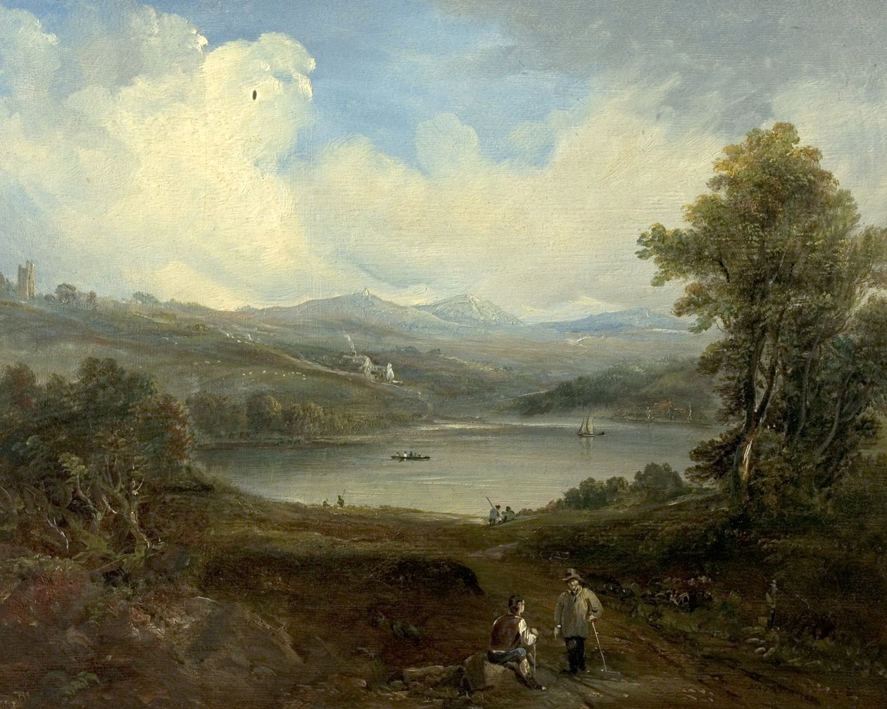 Grasmere, Westmorland, Cumbria (olej na dřevě) od British School