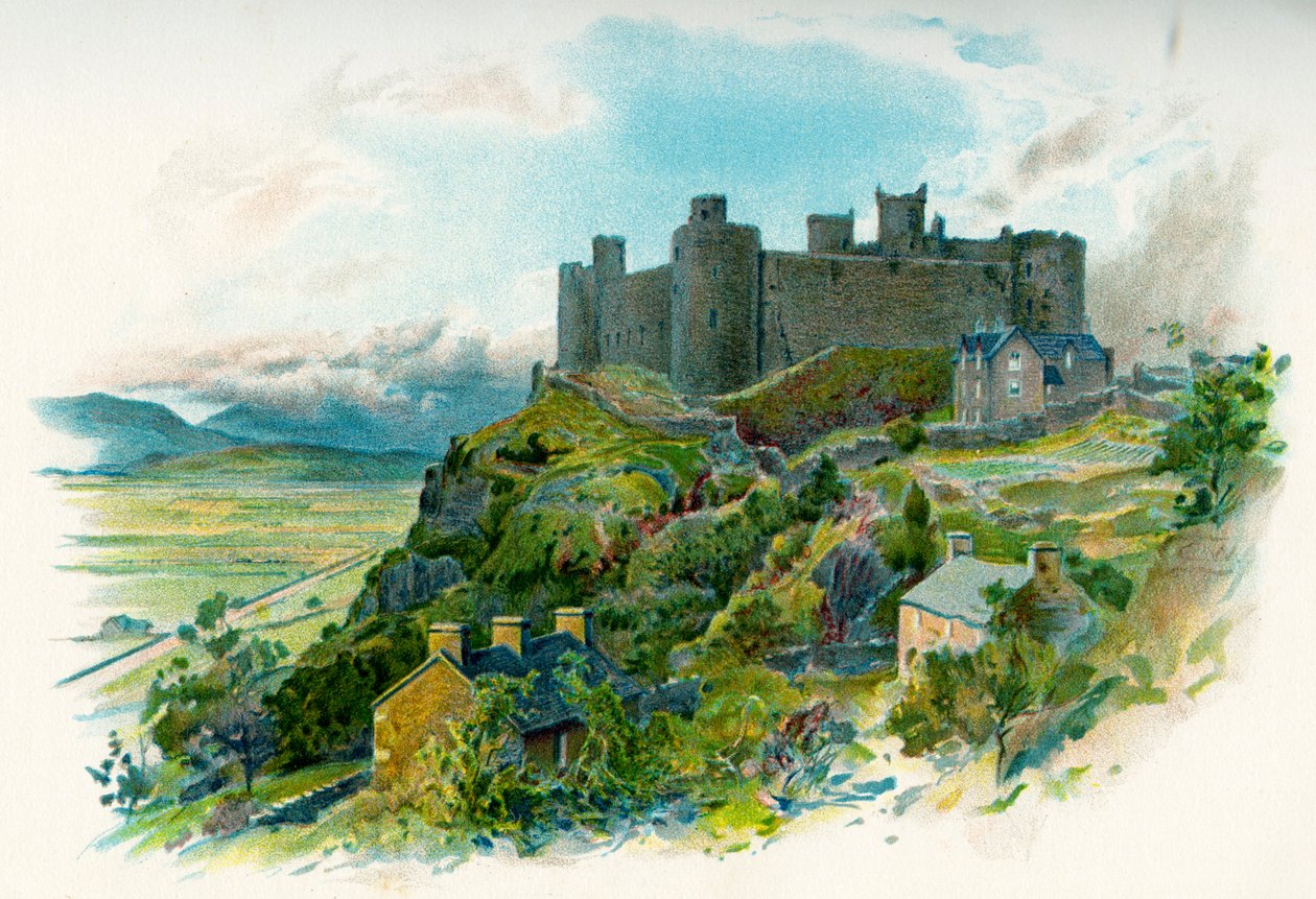 Hrad Harlech v Gwynedd, Severní Wales od British School