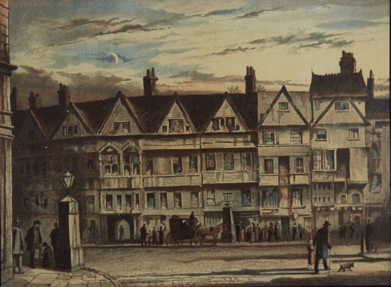 Holborn Bars, koupené a restaurované Prudential Assurance Co, kolem roku 1884 (barevné lito) od British School