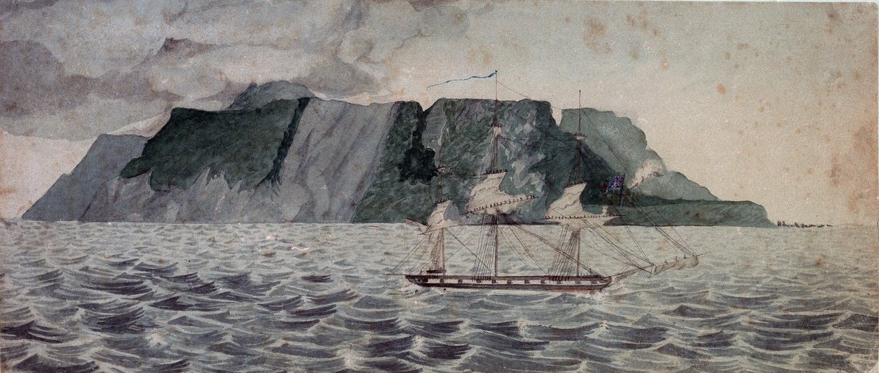 Ostrov Tristan da Cunha, asi 1825 (akvarel) od British School