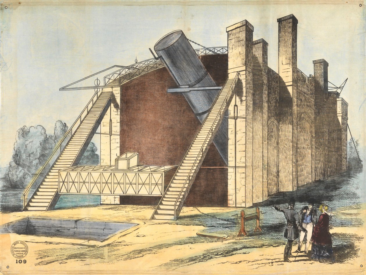 Velký zrcadlový dalekohled lorda Rosse v Parsonstownu, Irsko od British School