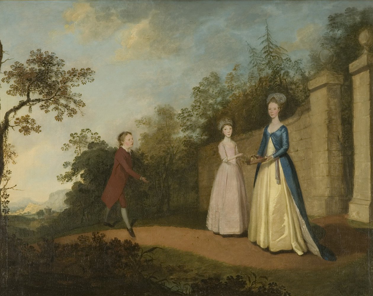 Mary a Emmette Pettener a Master Partridge, kolem roku 1770 (olej na plátně) od British School