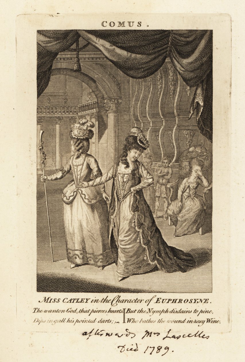 Slečna Ann Catleyová v postavě Euphrosyne v Comus Johna Miltona od British School