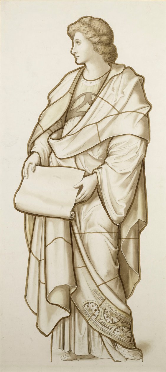 Muse of Literature - Cartoon for Stained Glass, c.1890 (akvarel na papíře) od British School