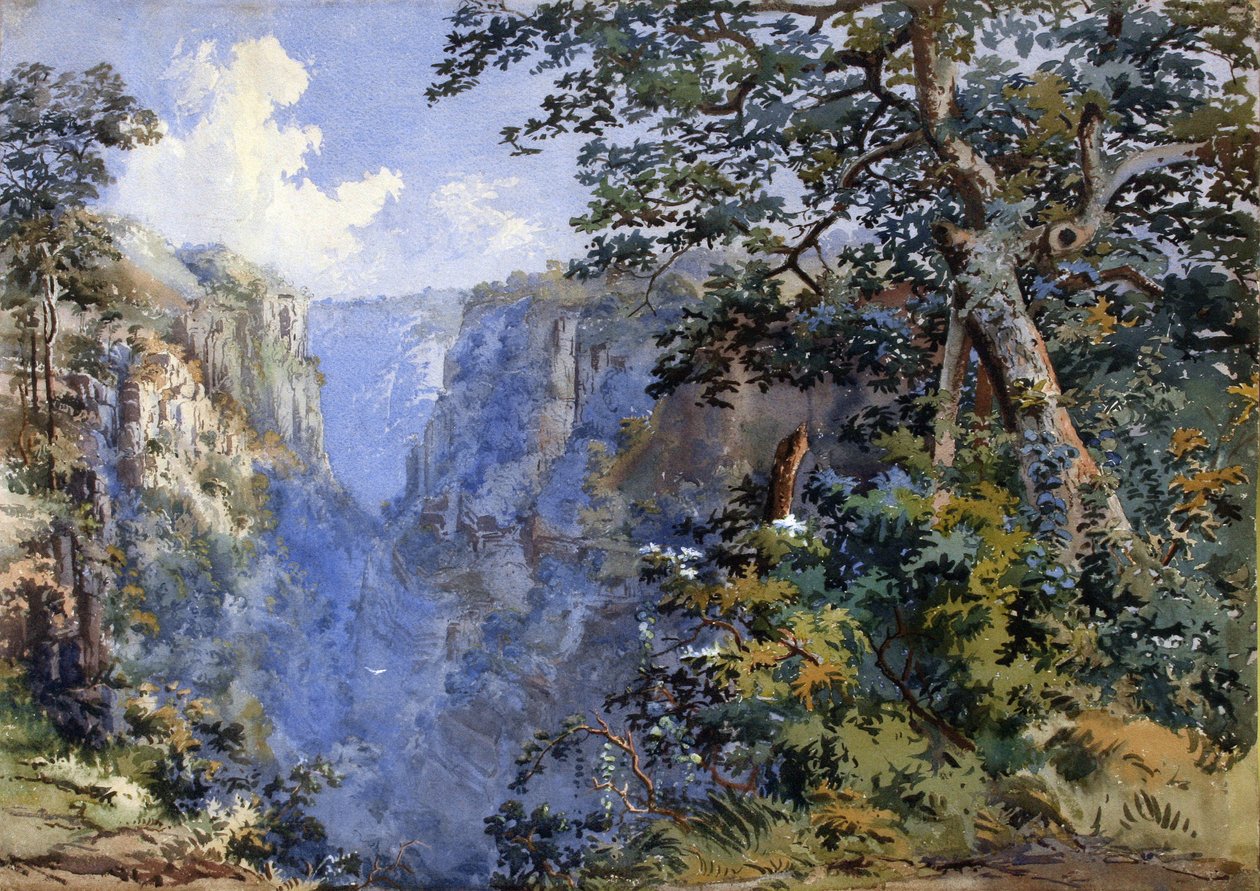 Pačmarhi, Madhjapradéš (akvarel) od British School