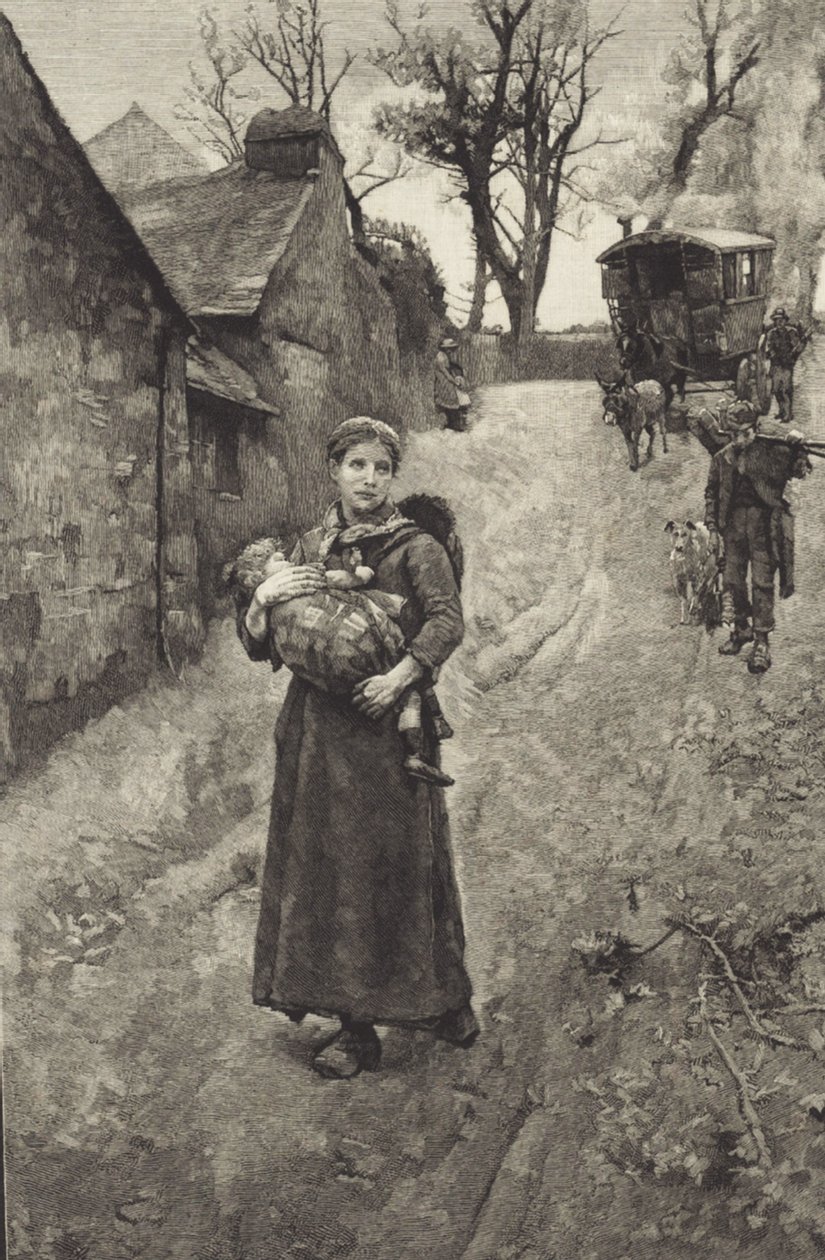 Chudá venkovská vdova (rytina) od British School