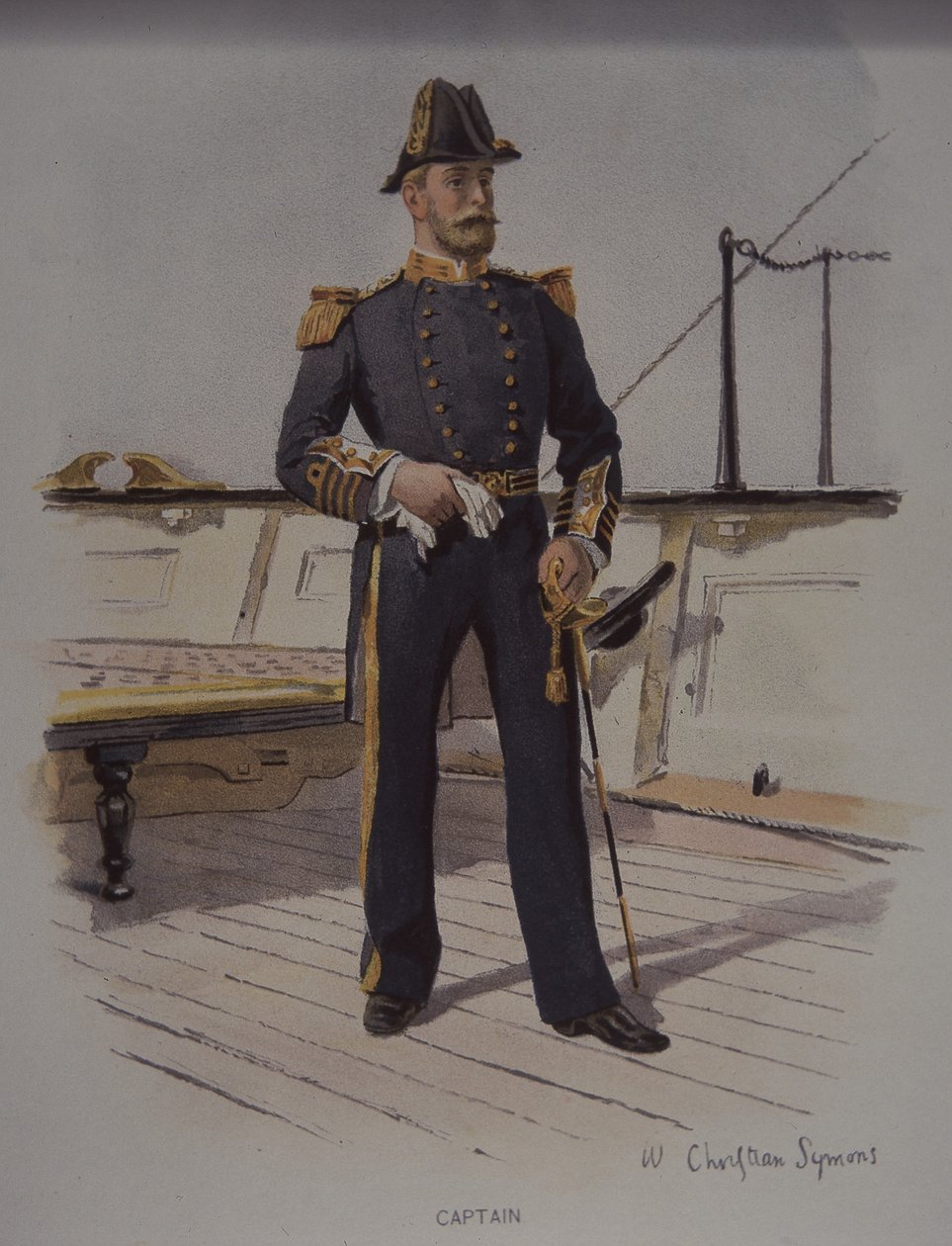 Kapitán královského námořnictva, konec 19. století (barva litho) od British School