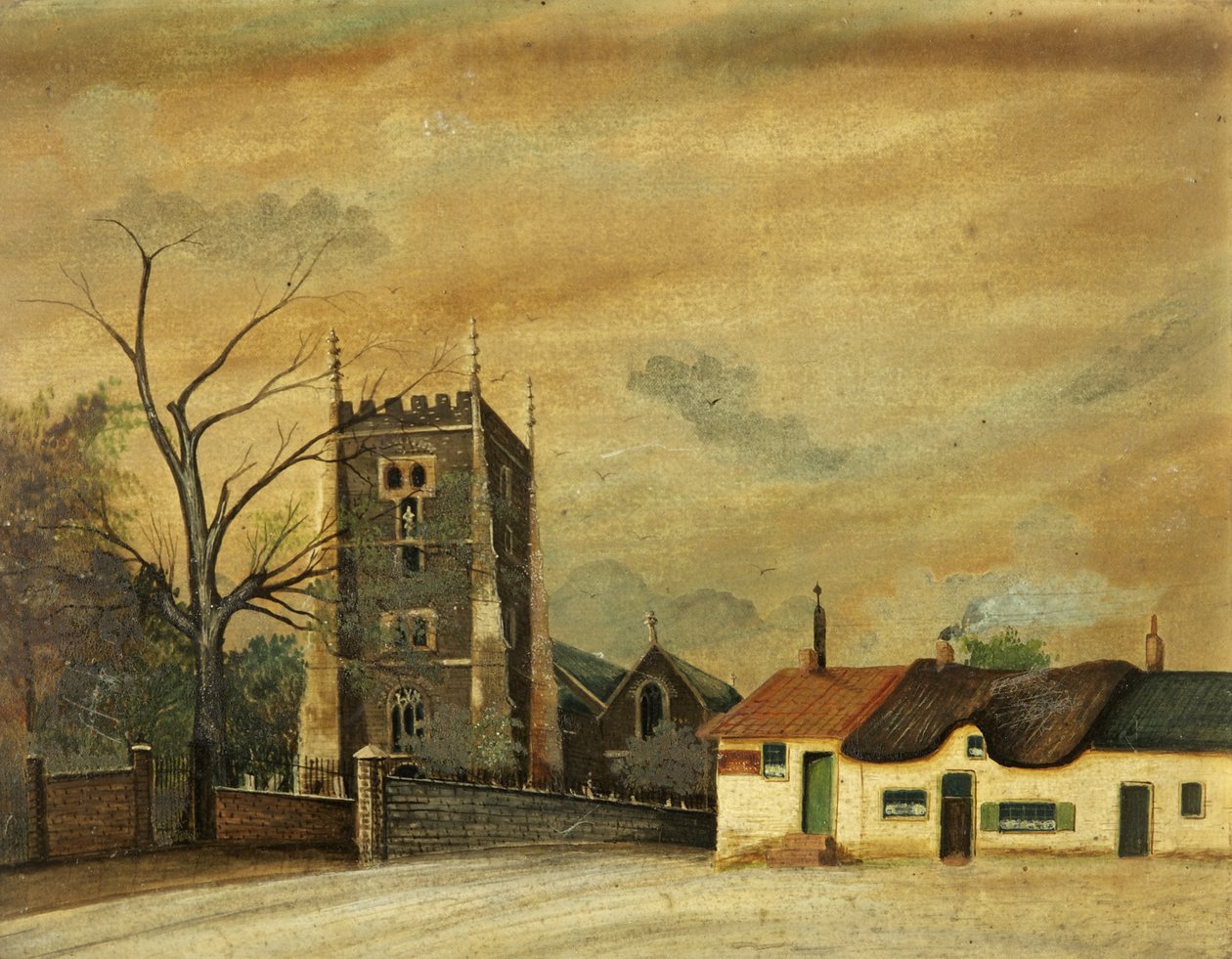 Kostel St. Woolos a hostinec Old Six Bells od British School