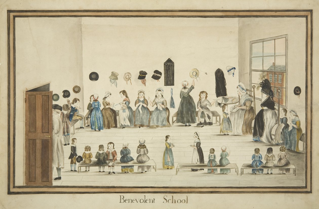The Benevolent School, c.1795 (akvarel a inkoust na papíře) od British School