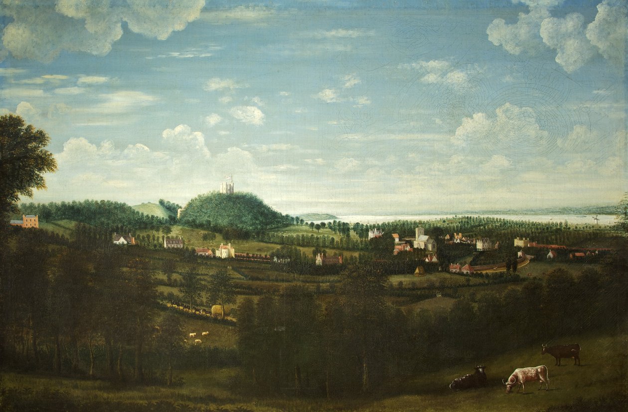 Pohled na vesnici Henbury, cca 1720 (olej na plátně) od British School