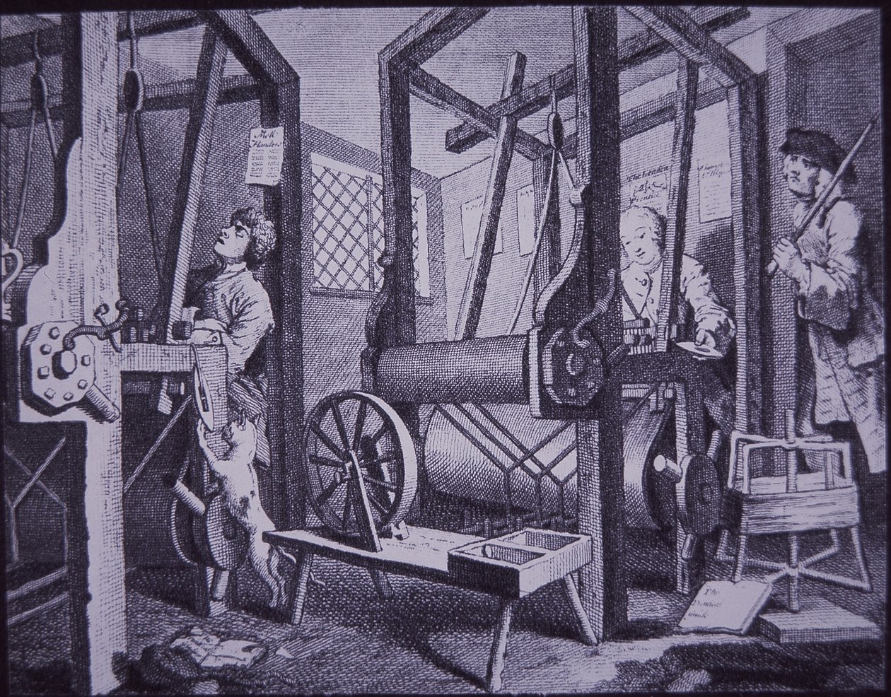 Weaving in Spitalfields, Londýn (rytina) od British School