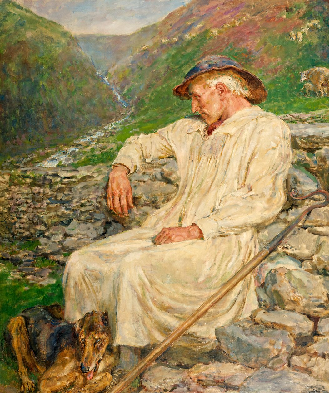 Michael and the Unfinished Sheepfold, olej na plátně 1920 od Briton Riviere