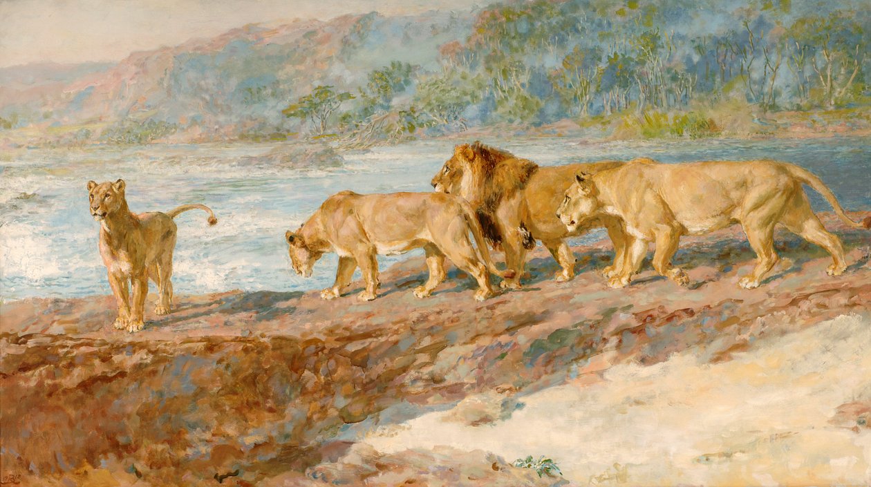„Na břehu africké řeky“, 1918 od Briton Riviere
