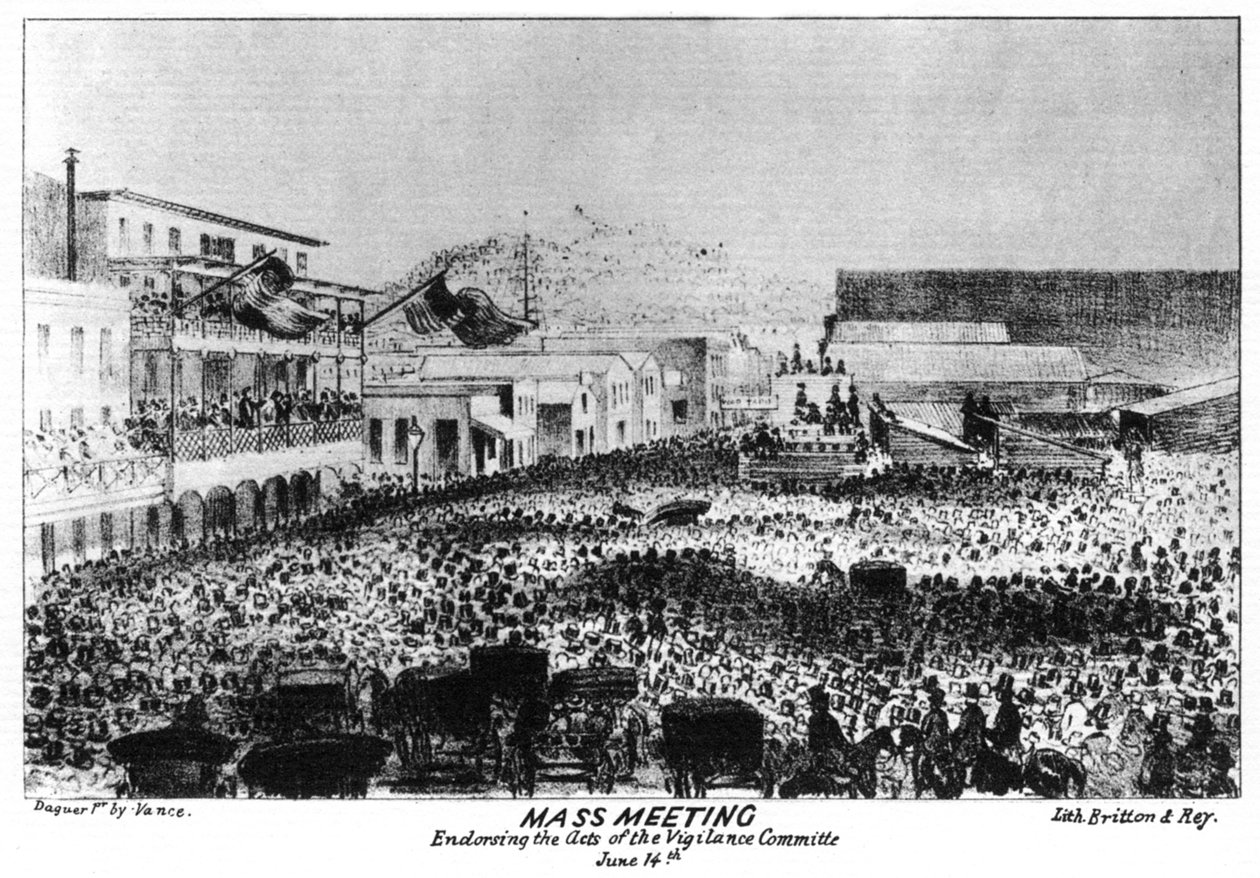 Hromadné setkání mimo Fort Vigilant, Sacramento, Kalifornie, 1856 1937. od Britton and Rey