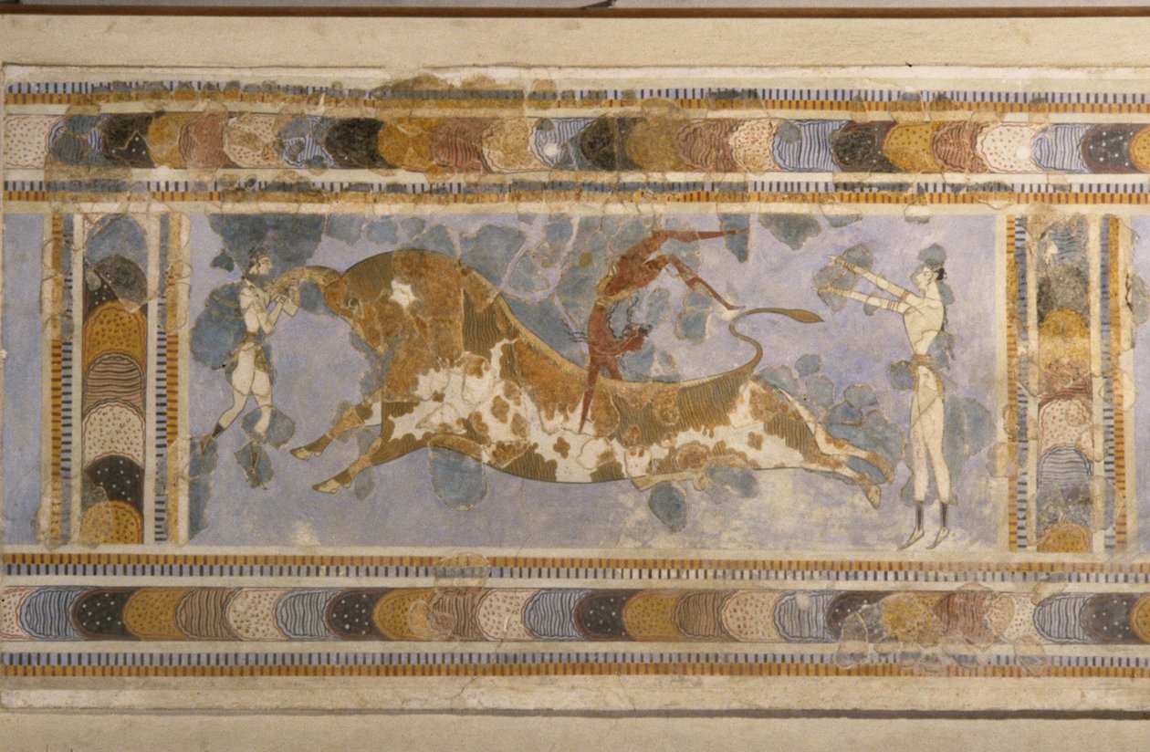 Býčí skok z palácového komplexu Knossos od Bronze Age culture