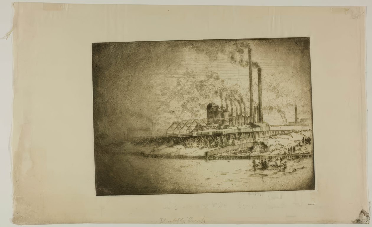 Chicago – Bubbly Creek, 35. ulice a řeka od Bror Julius Olsson Nordfeldt