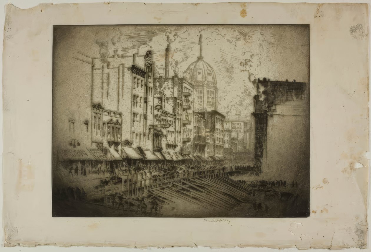 Chicago – Clark Street, roh Harrison Street od Bror Julius Olsson Nordfeldt