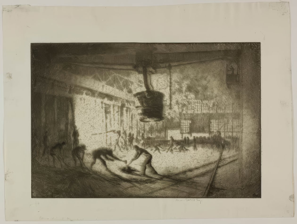 Chicago – pec s otevřeným ohništěm, Illinois Steel Co. od Bror Julius Olsson Nordfeldt