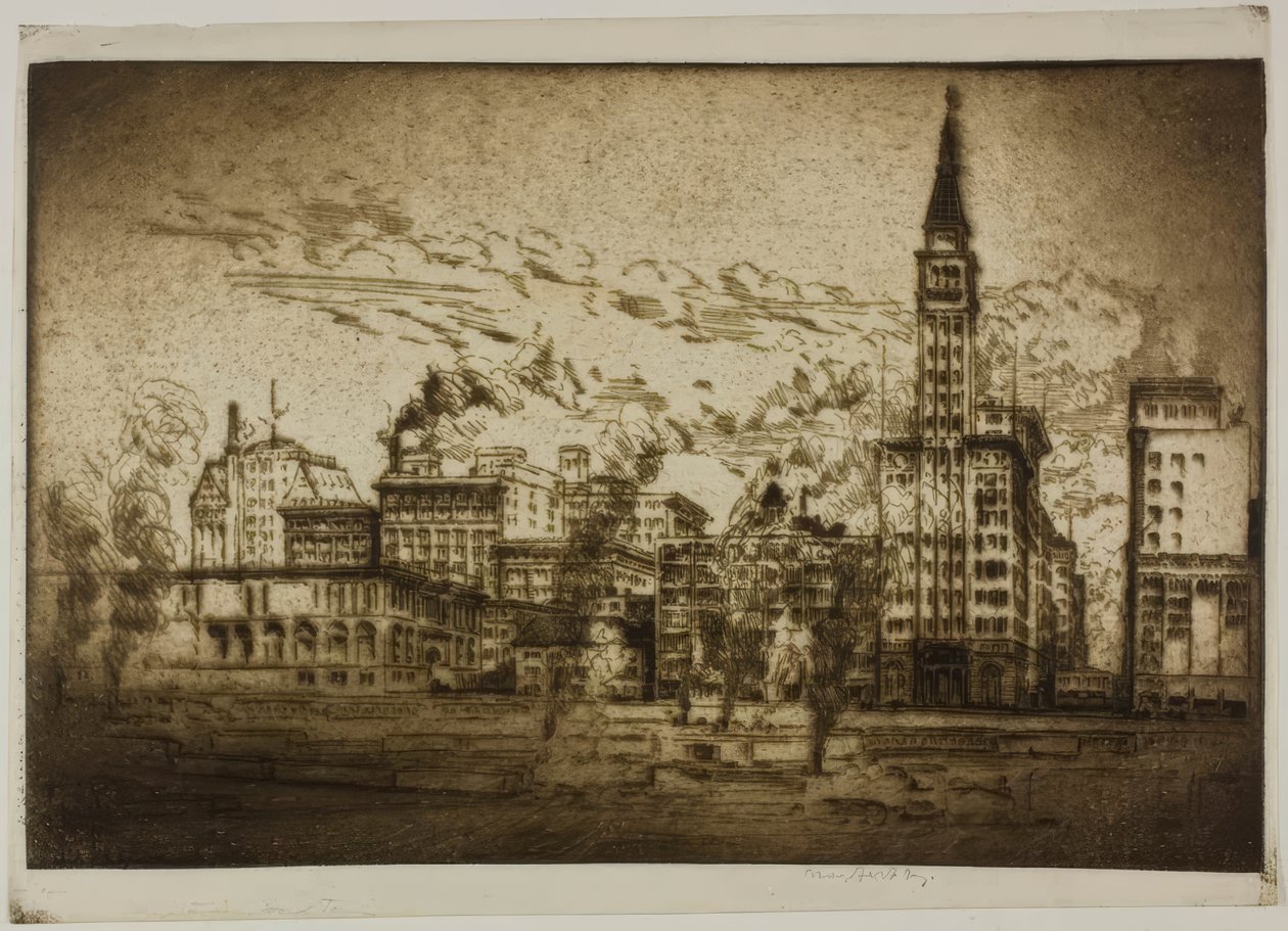 Chicago – Montgomery Ward Tower od Bror Julius Olsson Nordfeldt