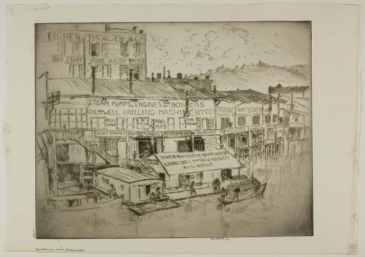 Loděnice na řece Willamette od Bror Julius Olsson Nordfeldt