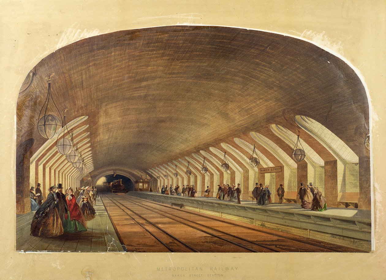 Metropolitan Railway, Baker Street Station, chromo litografie od Brothers Kell
