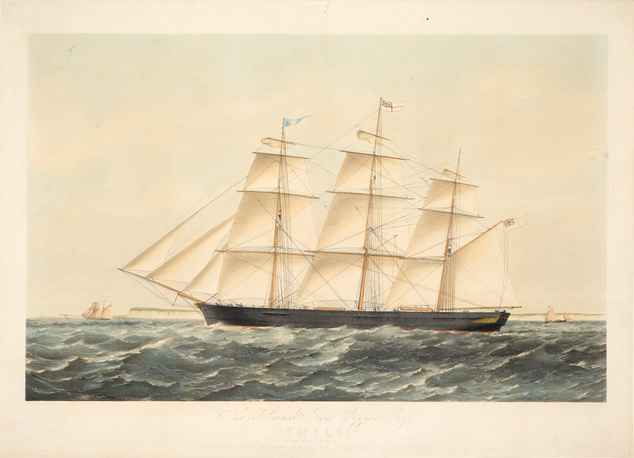 Slavná železná Clipper Ship Chile 767 Tons Register, patřící společnosti Messrs Seymour Peacock  Co of London od Brothers Kell