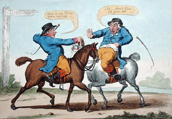 Every Rogue is a Coward, publikovala Hannah Humphrey v roce 1801 (ručně kolorovaný lept) od Brownlow (after) North