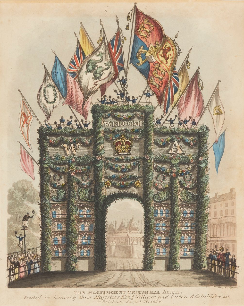 Triumfální oblouk pro krále Viléma IV. a královnu Adelaidu od Bruce Brighton