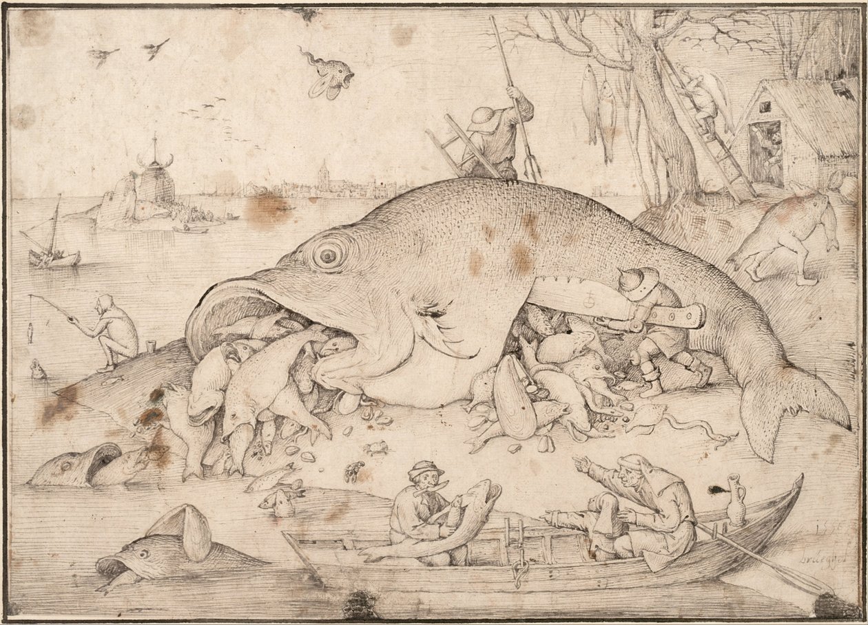 Velké ryby jedí malé ryby, 1556 od Bruegel