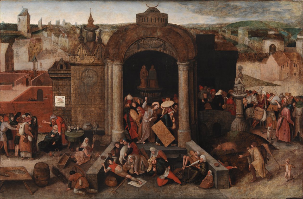 Kristus vyhání obchodníky z chrámu, po roce 1569 od Bruegel