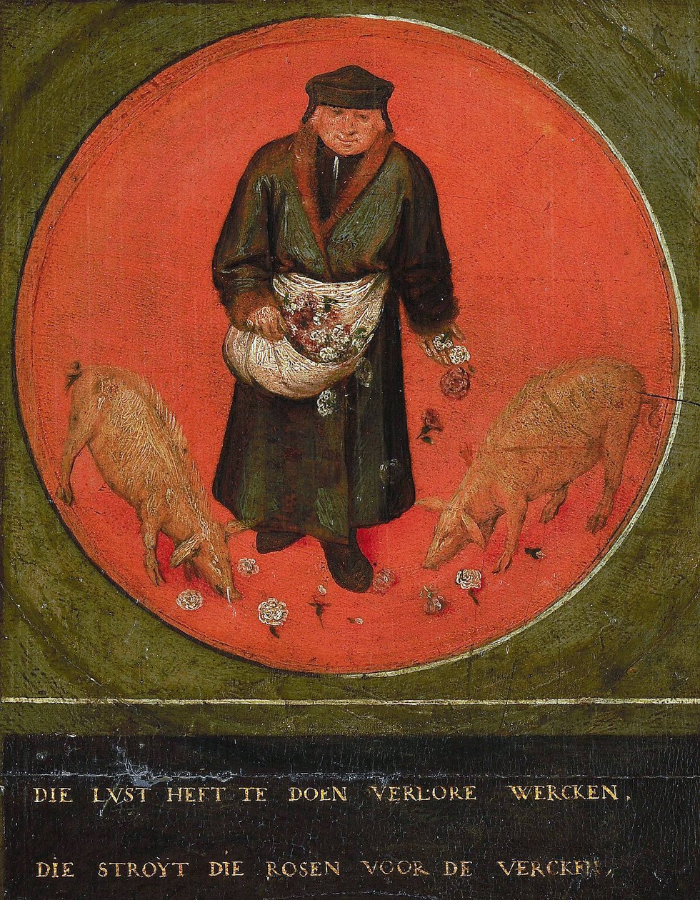 Kdo by promarnil své úsilí, hází růže před svině, 1558. od Bruegel