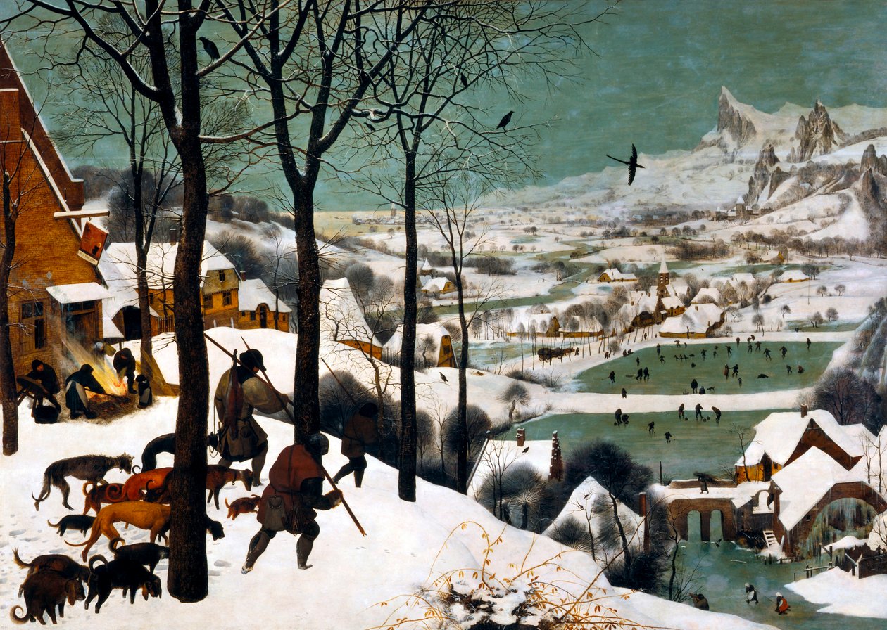 Lovci ve sněhové zimě, 1565 od Bruegel