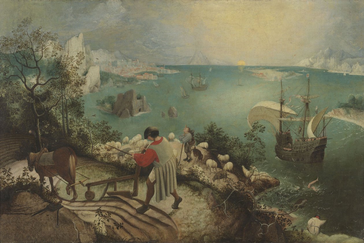 Krajina s pádem Ikara, c. 1560 od Bruegel