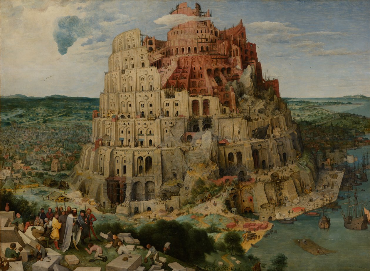 Babylonská věž, 1563 od Bruegel