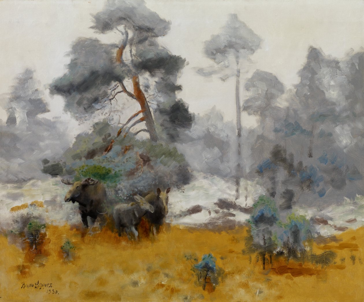 Moose Family vstupuje na mýtinu, 1930 od Bruno Andreas Liljefors