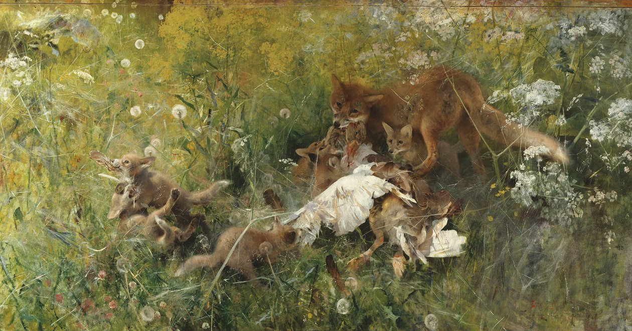 Foxova rodina od Bruno Andreas Liljefors