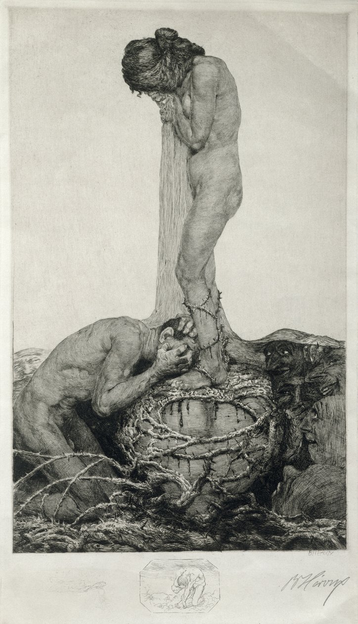 Smutek, 1916 (remarqueův lept na papíře) od Bruno Heroux