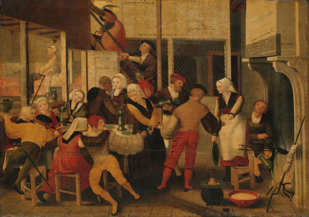 Párty v nevěstinci, cca 1540 (olej na panelu) od Brunswick Monogrammist