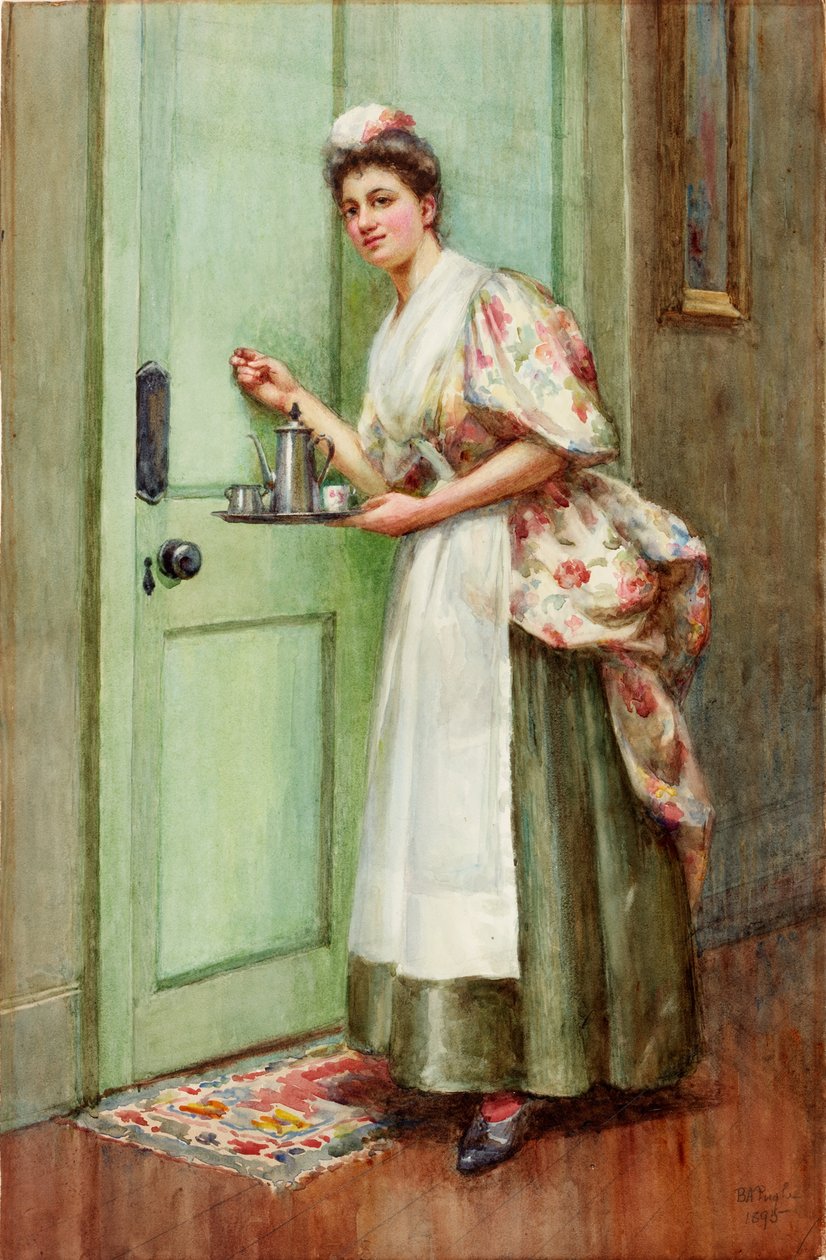 Figure Study, 1895 (tužka a wc na papíře nalepené na kartičce) od Buddig Anwylini Pughe