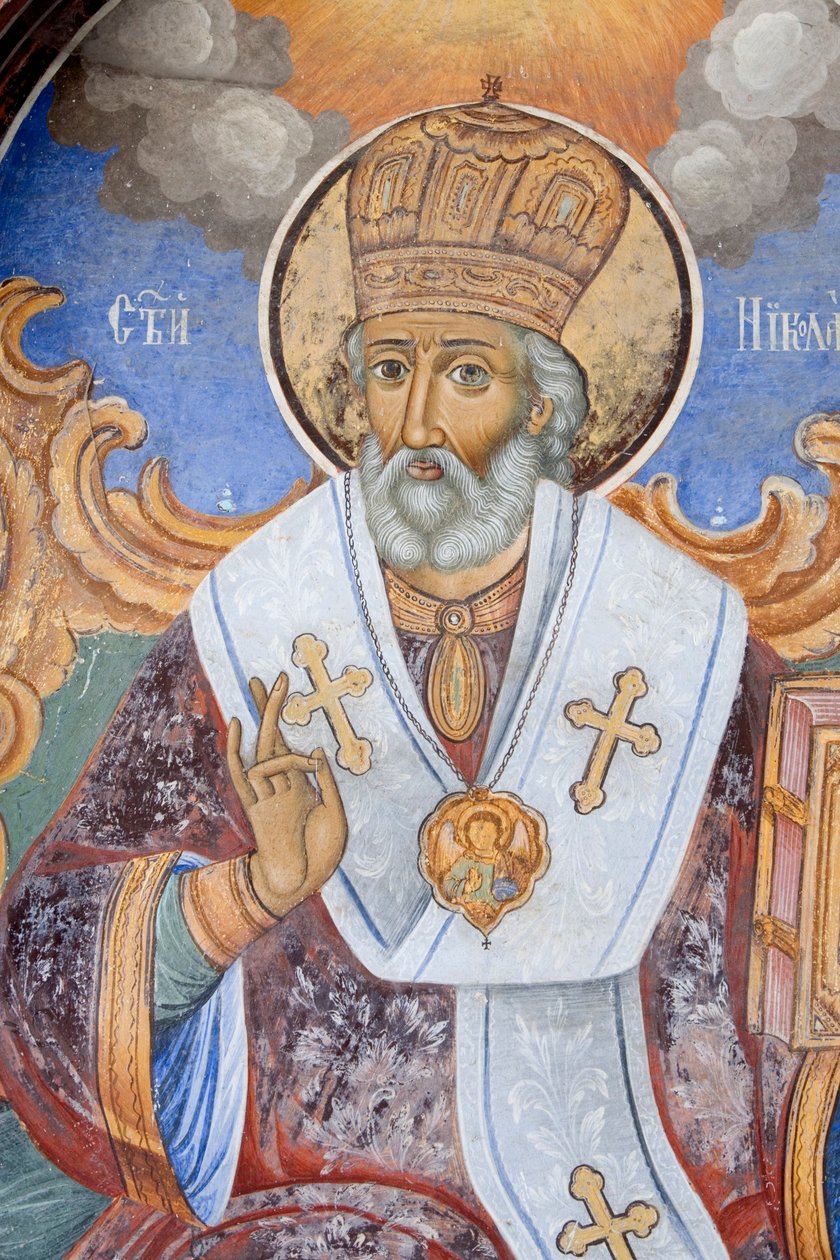 Bulharsko, Rilský klášter, freska v kostele Narození Panny Marie od Bulgarian School