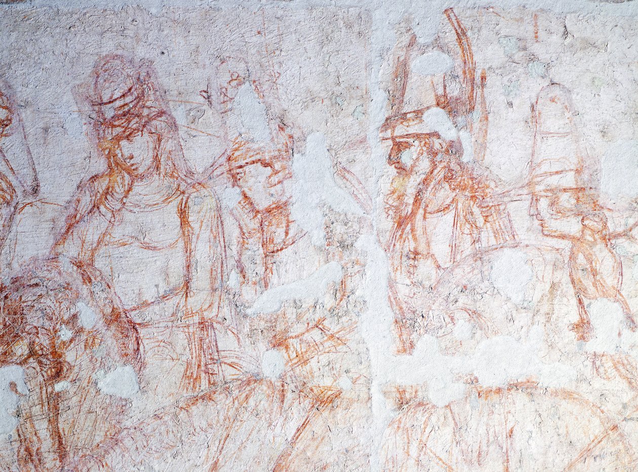 Figurky jezdců na koních, detail z Triumph of Death, od Bonamico Buffalmacco (aktivní v první polovině 14. století) od Buonamico Buffalmacco